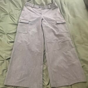 LOFT Gray Wide-Leg Cargo Pants